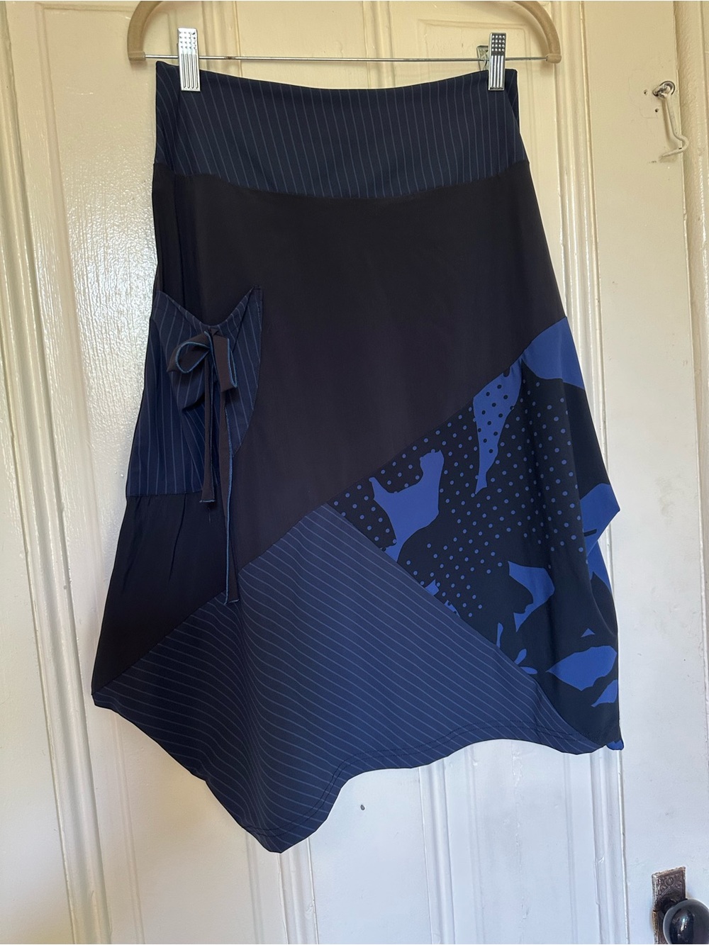 Women's Navy and Black Patchwork A-Line Skirt size small/M nwot